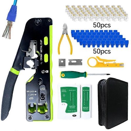 RJ45-puristustyökalusarja, läpivientimallin RJ45-puristin, Ethernet-puristustyökalusarja