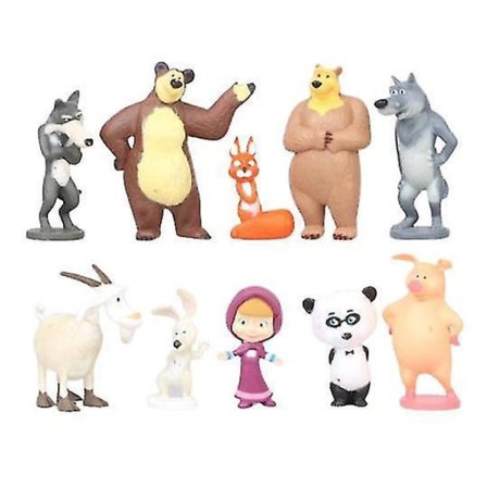10 Pack Masha And Bear Figures (3-6cm)
