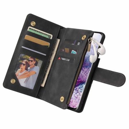 Samsung S21 Plus multifunktionelt pung etui Lynlås 8-rum Black