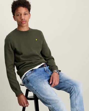 Lyle & Scott Cotton Crew Neck Jumper Grønn Genser Gutt - Kids Brand Store