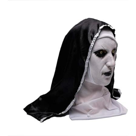 Nun Scary Latexmaske, Halloween Party Skummel Full Head Maskerade Kostyme