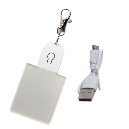 Nøkkelring i akryl med nattlys, mini LED-nøkkelringer, oppladbart lys for utendørs daglig bruk