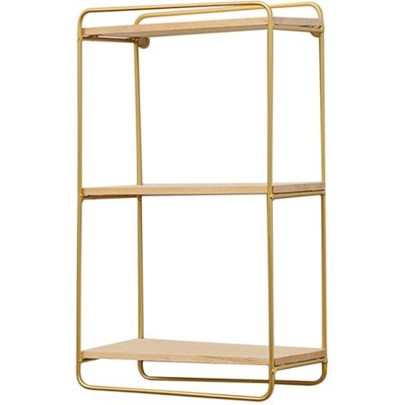 Væg Hylde 3 Tier Træ Hængende Opbevaring Hylder med Metal Flydende Hylder til Soveværelse Kontor B