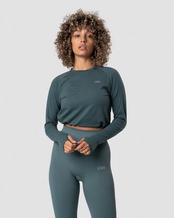 ICANIWILL - Define Cropped Adjustable Long Sleeve Jungle Green - Pitkähihaiset - Naiset - Treenivaatteet ICIW:ltä