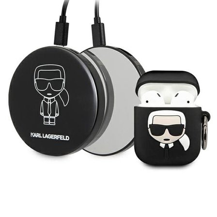 Karl Lagerfeld Ikonik Etui til AirPods + Powerbank - Sort