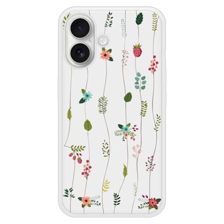 Siliconförstärkt tryckt skal kompatibelt med Apple iPhone 16 Plus Blommotiv