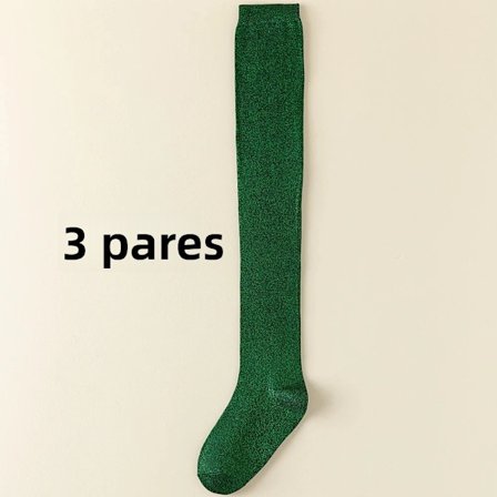 par grøn; Størrelse: One Size - 3 par skinnende sølvfarvede knæstrømper til kvinder, fashionable tynde lange tights til efterår og vinter 4