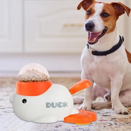 Interaktiv Snack-dispenser til Kæledyr - Madintelligens Slow Feeder - 2-i-1 Holdbart og Sødt Andeformet Design