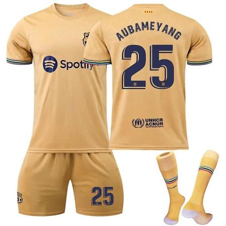 -23 Barcelona Away #25 Aubameyang T-shirt fodbolduniform sæt - Perfet 22