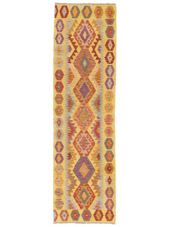 Handgewebt Kelim Afghan Old Stil 83X290 Wollteppich Orange/Braun Klein