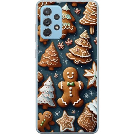 Samsung Galaxy A72 5G Gjennomsiktig deksel Pepperkakekaker formet som trær, menn og stjerner dekorert med glasur i et koselig vintermønster som får