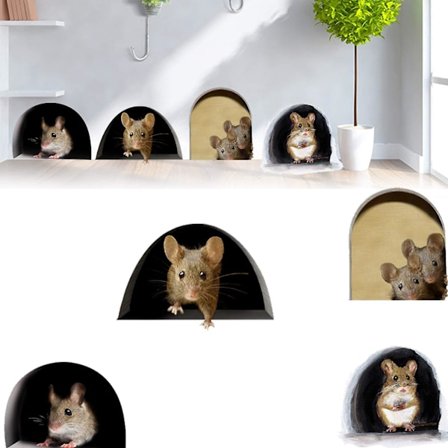 Ny, lämplig 20 st söta mus hål klistermärke kreativ 3d husdjur klistermärke rolig mus hål dekal konst klistermärke (4 stilar)