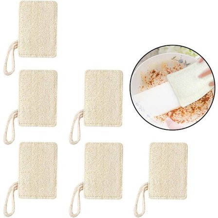 Pakke med 6 Luffa Svamp, Køkken Bordservice Rengøring, Naturlig Køkken Luffa Svamp, til Køkken Rengøring, Skål, Kop, Gryde