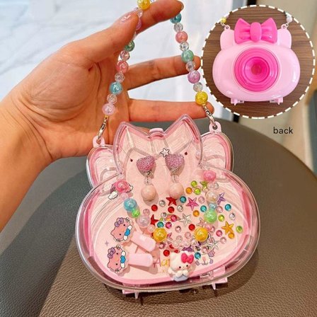 Kreativ kameraryggsäck barnsmyckesset prinsesshalsband hårnål örhänge kombinationsaccessoarer present