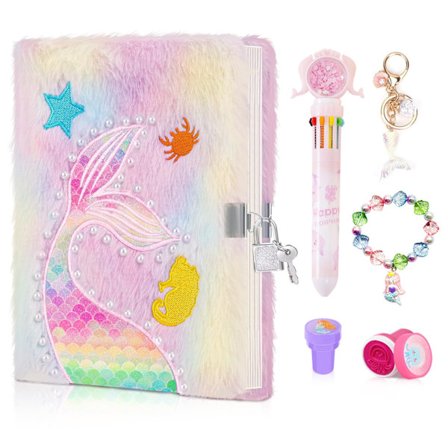 Dagbokjente med Lås, Havfrue Notisbok med Plysj