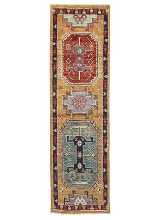 Medallion Piccolo Kazak Fine Tappeto 83X292 Lana
