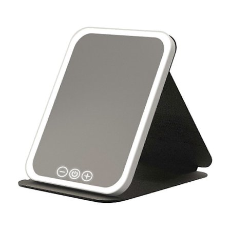 LED Belyst Spejl USB Genopladelig Bærbar Makeup Fyldlys til Badeværelse Soveværelse Sort S