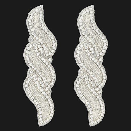 2 kpl 17x4,45 cm Strassinen spiraali-raudat, valkoiset kuumat kiinnitykset Hääkoristeet Kristallikiilto Ommeltavat koristeet