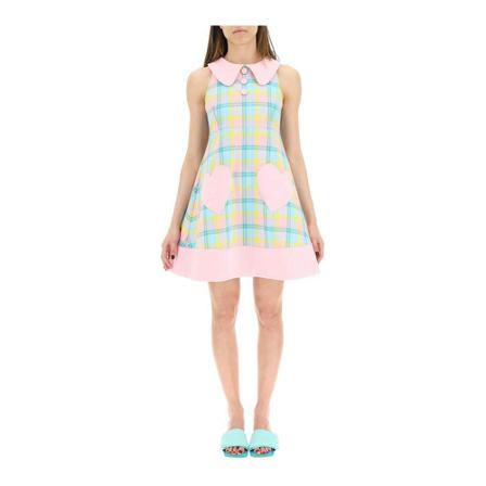 Moschino check cotton Kjole Pink, Dame