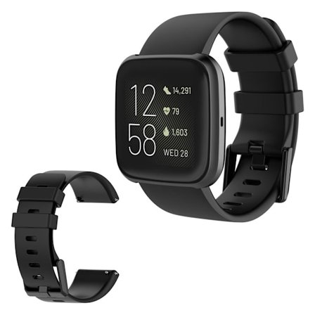 Fitbit Versa 2 / Versa Lite silikon klockarmband - svart / Size: S