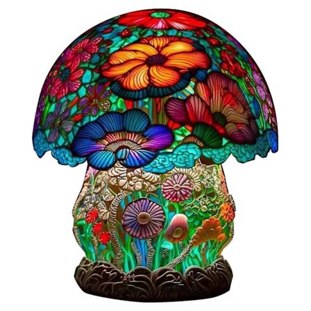 Farverig Snegl Bordlampe Glasmaleri Plante Serie Bordlampe, Vintage Natbordslampe