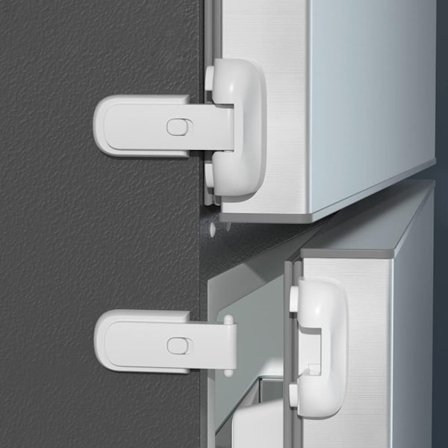 Uppdaterat Barnsäkert Kylskåps-/Frysskåpslås för Dörr, Passar Max 1" (25mm) Tätningslist, Inga Verktyg eller Borr Behövs (Vit)