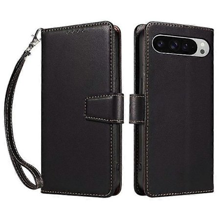 Kompatibel Kompatibel med Pixel 9 Pro XL / 9 Pro Fodral Läderplånbok Flip Mobiltelefonfodral med handledsrem - Perfet