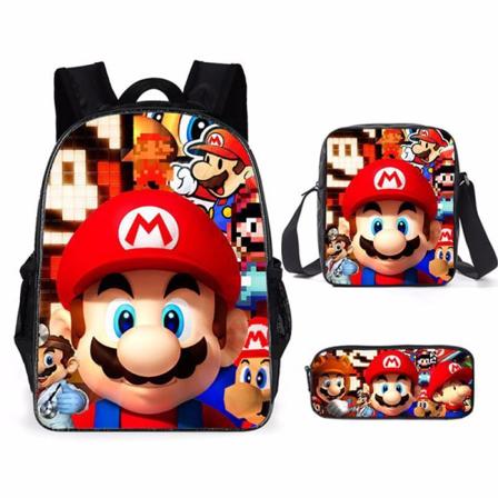 Uusi saapuva sarjakuva Mario-reppu ala- ja lukiolaisille Polyesterilaukku, kolmiosainen set - Perfet 19