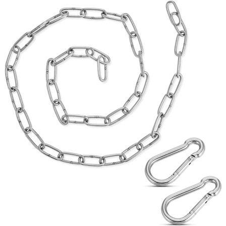 Rustfrit stål pendulkæde med karabinhager - 1 meter lang