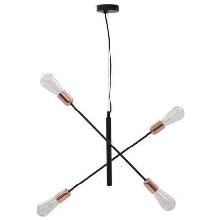 Vidaxl Taklampa Med Glödlampor 2 W Svart Och Koppar E27 Svart