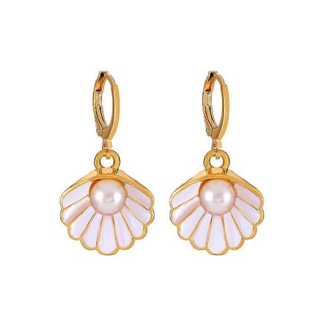 1 STK. Øresnegl vedhæng Ørering Strandelsker Gaver Kammusling Ørering Emalje Blå Øresnegl Smykker Gaver til Kvinder Piger