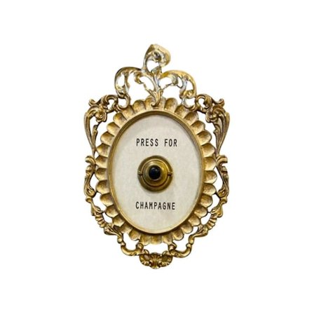 Dekorativ dørklokke, Champagne dekorativt skilt, 9 tommer høy x 5,5 tommer bred, gull og hvit maling i harpiks (FMY)