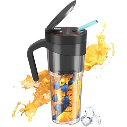 Bærbar Blenderkopp Personlig Størrelse Juicer Ledningsfri Vanntett 470ml/16oz 6 Blader Egnet for Juice Smoothies Shakes LB40