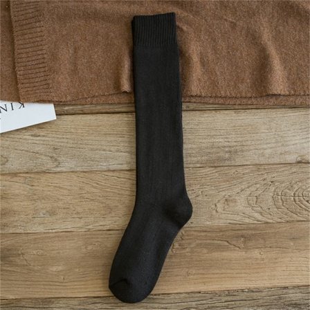 Vintertjocka långa rörstrumpor Plus sammet Enfärgad dam Th Black one size