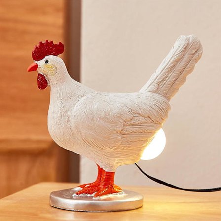 Kylling Egg Lampe Morsom Kyllinglampe med Egg i Bakenden Livaktig LED Kylling Nattelykter med USB Harpiks Varmt Bordlys Dekor Bursdag Julgaver fo