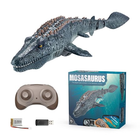 2.4G fjernbetjening dinosaur til børn mosasaurus dykning legetøj rc båd med lys spray vand til svømmepøl badeværelse badelegetøj