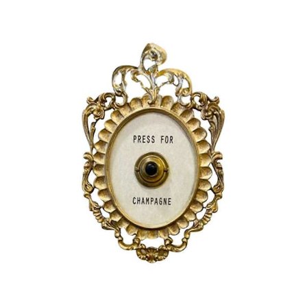 Dekorativ dørklokke, Champagne dekorativt skilt, 22,86 cm høj X 13,97 cm bred, guld og hvid malet harpiks