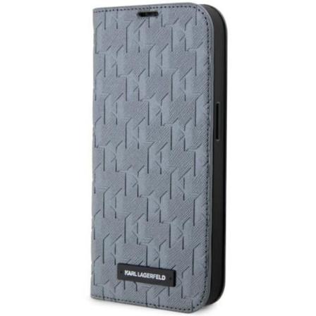 Karl Lagerfeld iPhone 14 Pro Max Lompakkokotelo Monogram Silver