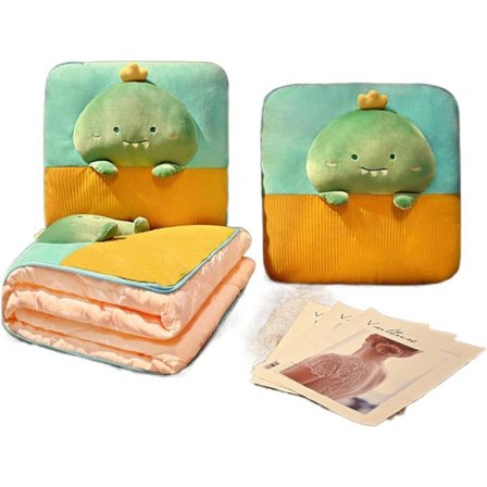 Resesällskap med filt och kudde, söt plyschkudde, sommarfilt och kudde