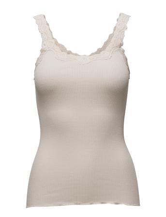 Silk Top W/ Lace T-shirts & Tops Sleeveless Creme Rosemunde