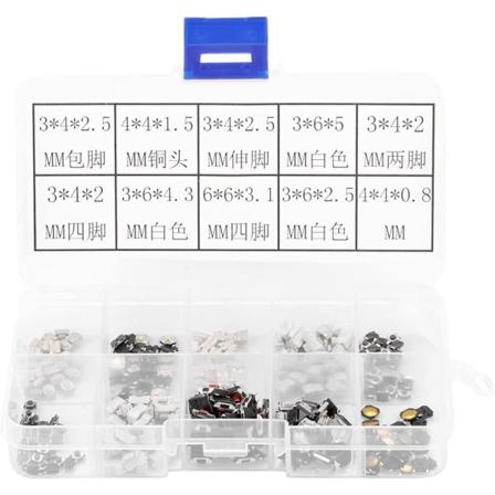 250 stk. Touch Push Button Mikro Momentary Switch Tact Assortment