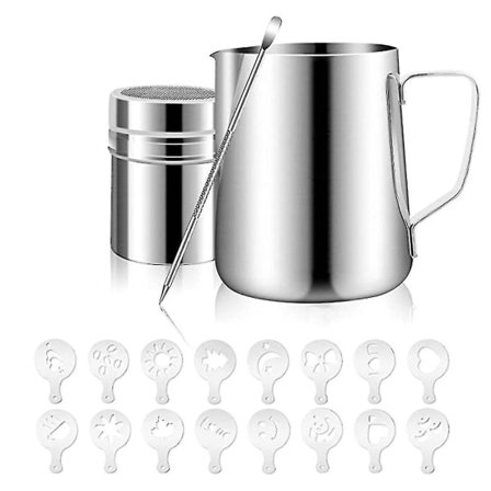 1 sæt Mælkeskummende kande 12 oz/350 ml, dampkande i rustfrit stål