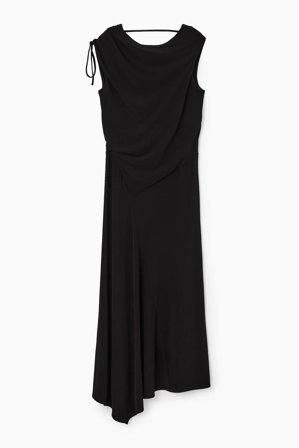 COS Women's Asymmetric Cowl-Neck Maxi Dress in Black
