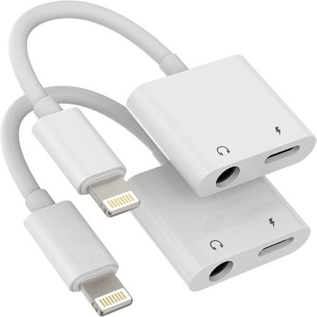 Lightning til 3,5 mm splitter 2i1 (2 stk.) Oplader Audio Cord-stik iPhone AUX-adapter til hovedtelefonstik Dongle-kabel