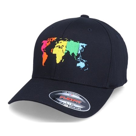 Iconic - Black flexfit Czapka Z Daszkiem - Rainbow World Black Flexfit @ Hatstore