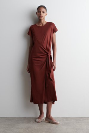 COS Women's Wrap-Front T-Shirt Dress in Red