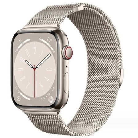 Milanese Loop-reim kompatibel med Apple Watch armbånd iWatch Series 9 3 6 5 SE 7 8 Ultra 2 Starlight - Sølv 42mm/44mm/45mm/49mm starlight