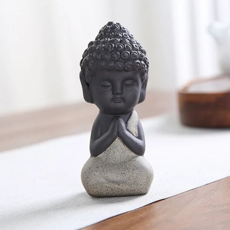 Keramisk Buddha Staty Mini Meditation Meditativ Skulptur