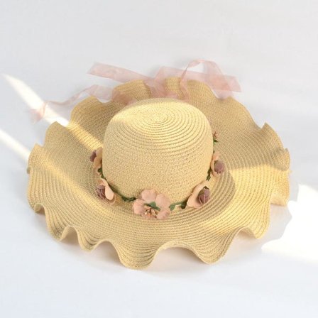 Naisten leveälierinen olkihattu aurinkohattu UV-suojalla, kesäinen kokoontaitettava ranta-hattu kukkakoristeella vapaa-ajan matkoille