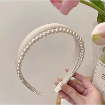 Cremefarvet Hårbånd Perleperler, Klassiske Bryllups Hårbånd Hårbånd til Fest Arbejde Dagligt, Håraccessories til Kvinder Beige